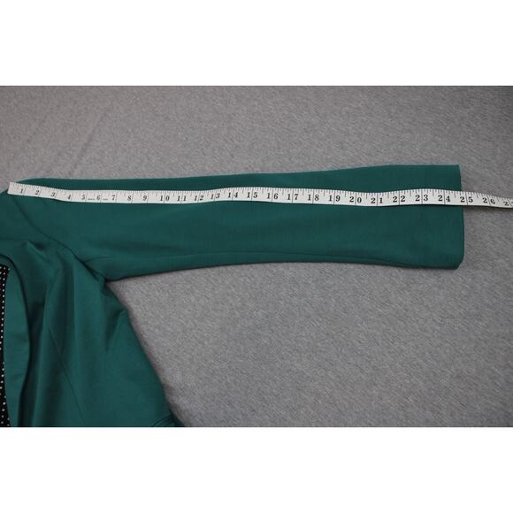 White house Black Market Jacket Womens Size 10 Green Collared One Button Stretch - Picture 7 of 9